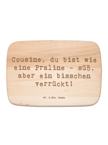 Mr. & Mrs. Panda Schneidebrett Holz Spruch Cousine Praline mit S... in Transparent