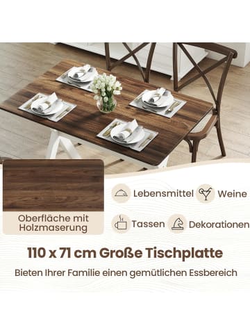 COSTWAY Esstisch mit X-förmigem Holzbeine in Braun