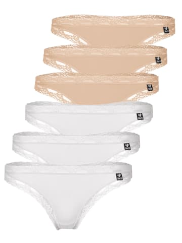 Like It 6er Pack Damen String in nude-weiss