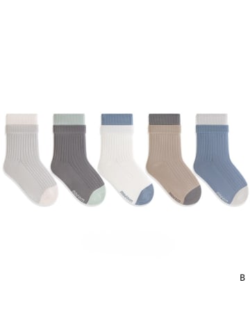 MUNADUNA 5er-Pack Kindersocken mit Doppelbund in Blau