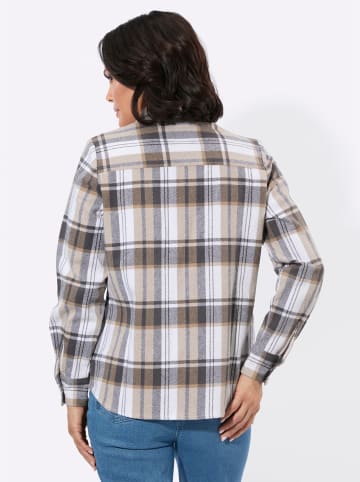WITT WEIDEN Flanell-Bluse in beige-anthrazit-kariert