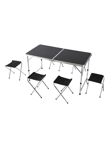 relaxdays Campingtisch mit 4 Hockern in Schwarz