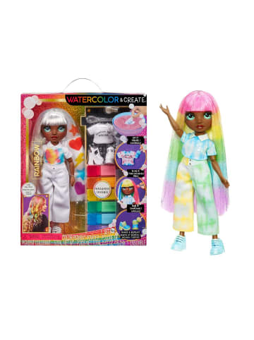 MGA Rainbow High Watercolour & Create DIY Modepuppe Grüne Augen Glattes Haar 4+