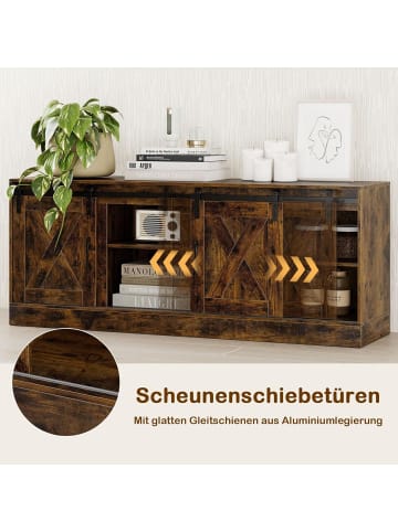COSTWAY TV Schrank mit 2 Schiebetüren 150 x 39 x 60 cm in Braun