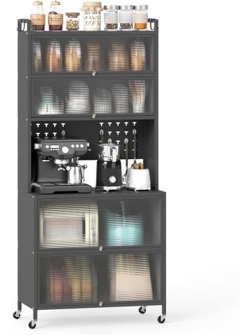 COSTWAY Küchenschrank mit Rollen 80 x 40 x 178 cm in Grau