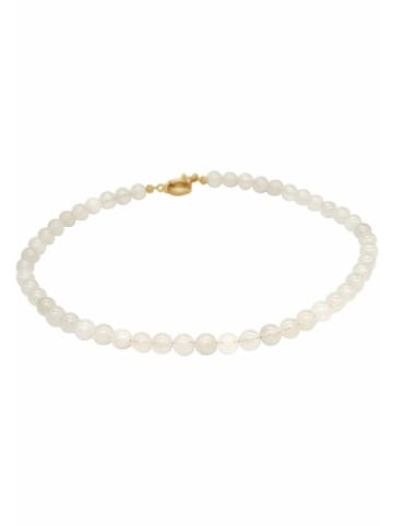 Gemshine Kette ohne Anhänger WEIßER JADE in gold coloured