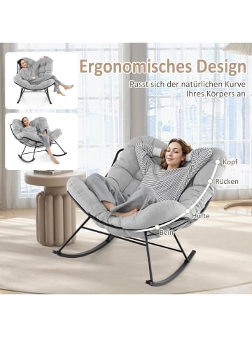 COSTWAY Schaukelstuhl für drinnen & draußen in Grau