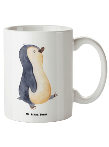 Mr. & Mrs. Panda Keramikbecher Pinguin mHerzieren ohne Spruch in Weiß