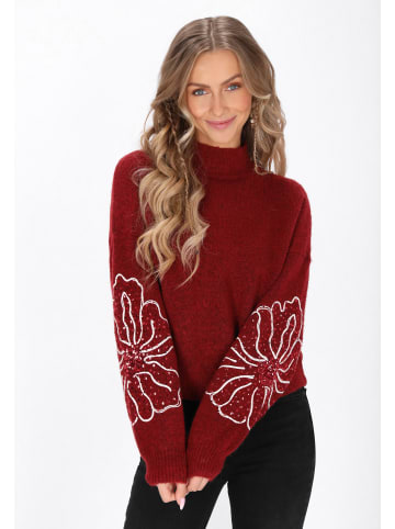 IZIA Women Sweater in burgundy