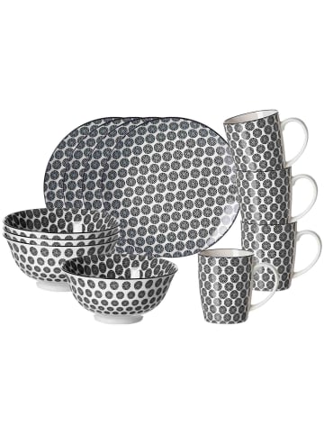 Ritzenhoff & Breker 12er Set Frühstücksset Takeo Circles in schwarz-weiß