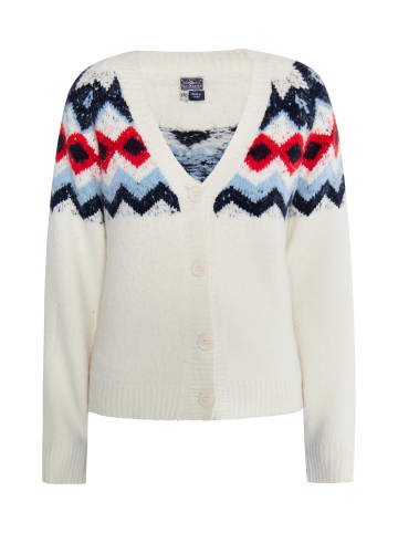 DreiMaster Damen Strickjacke in Wollweiss Mehrfarbig