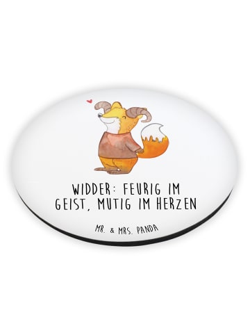 Mr. & Mrs. Panda Rund Magnet Widder Astologie mit Spruch in Weiß