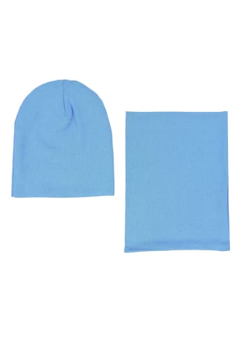 TupTam Unisex Kinder Beanie Mütze Schlauchschal Set in hellblau