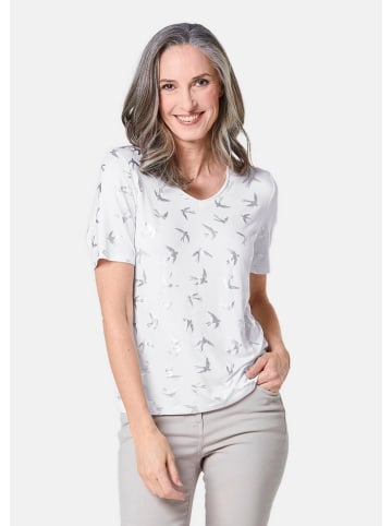 GOLDNER Druckshirt Topmodisches Shirt mit glänzendem Druck in weiß / silber
