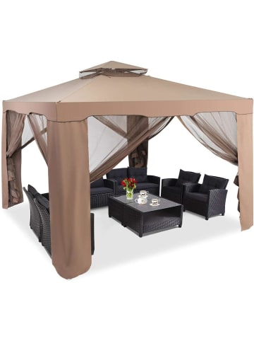 COSTWAY Pavillon mit Moskitonetz 3x3m UV-Schutz 50+ in Braun
