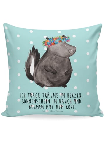 Mr. & Mrs. Panda 40x40 Kissen Stinktier  mit Spruch in Türkis Pastell