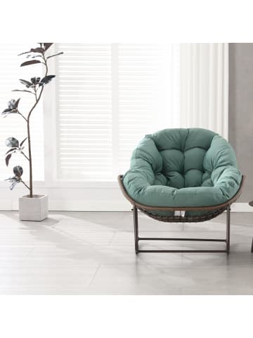 ABRIHOME Rattan Schaukelstuhl in Hellgrün mit gepolstertem Kissen für Garten Terrasse