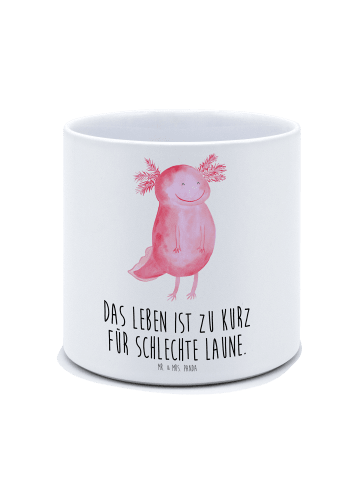 Pflanzkübel Groß Axolotl Glücklich mit Spruch in Weiß