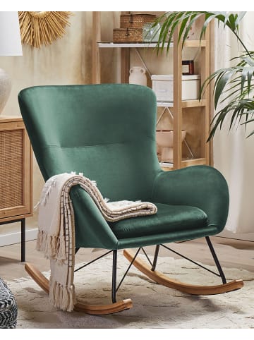 Beliani Schaukelsessel ELLAN in Grün/Schwarz/Braun - (W) 71 x (H) 97 x (L) 90 cm