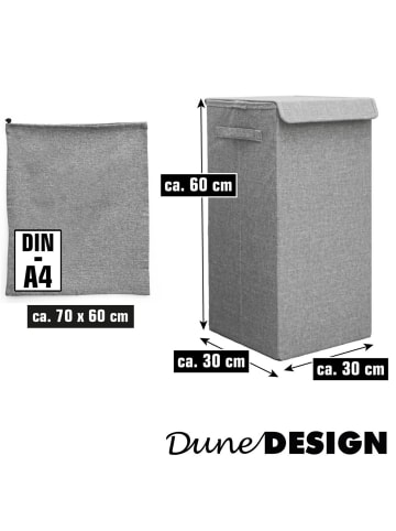 DuneDesign Wäschekorb mit Deckel 30x30x60cm in Grau