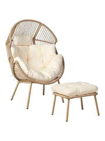 Beliani Sessel MURANO in Beige/Weiß - (W) 89 x (H) 130 x (L) 93 cm