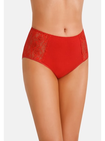 Teyli Hohe Taille Baumwollslip mit floraler Spitze Loren in rot