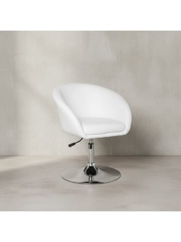 KADIMA DESIGN Loungesessel LIFT, Retro-Design, verstellbare Sitzhöhe, Trompetenfuß in Weiß