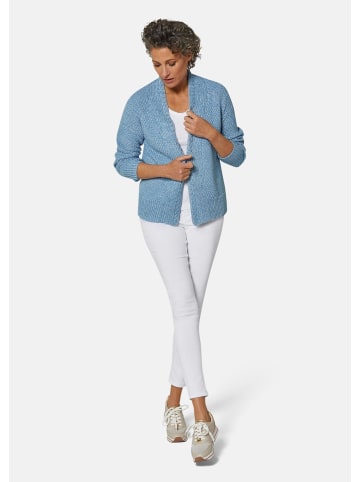GOLDNER Kurzgröße:  Zeitlose Strickjacke in Grobstrick in jeansblau / melange
