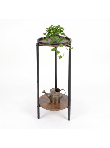 relaxdays Beistelltisch "Industrial" in Schwarz/ Braun - (H)73 x Ø 29,5 cm