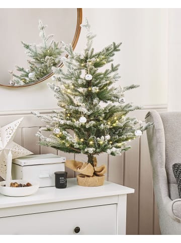 Beliani Weihnachtsbaum RINGROSE in Grün/Weiß/Beige - (W) 70 x (H) 90 x (L) 70 cm