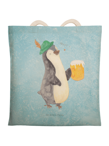Mr. & Mrs. Panda Einkaufstasche Pinguin Bier ohne Spruch in Eisblau