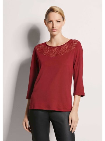 MADELEINE Rundhals-Shirt mit Spitze, Baumwollmix in rubinrot