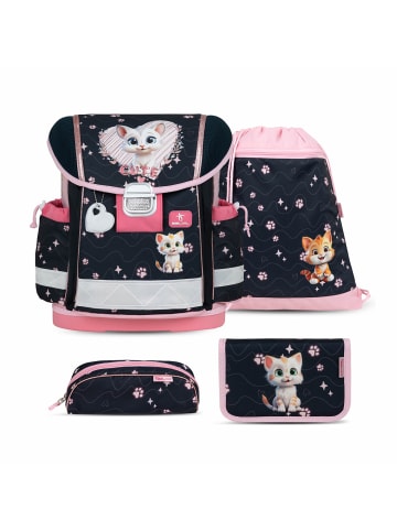 Belmil 4tlg-Set: Schulranzen Set Classy Cute Kitten in Schwarz H36xL32xT19 cm