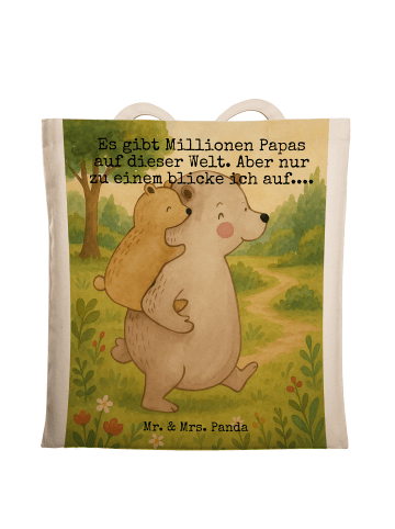 Mr. & Mrs. Panda Tragetasche Papa Bär Design mit Spruch in Weiß