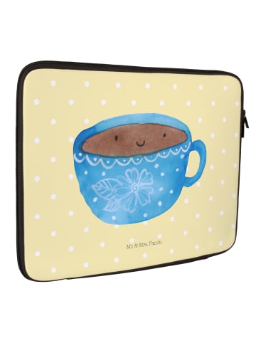 Mr. & Mrs. Panda Laptop Sleeve Kaffee Tasse ohne Spruch in Gelb Pastell