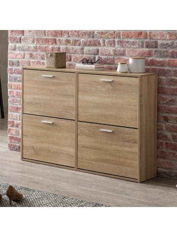 FineBuy Schuhschrank in Grau / Spanplatte / 120x24x81