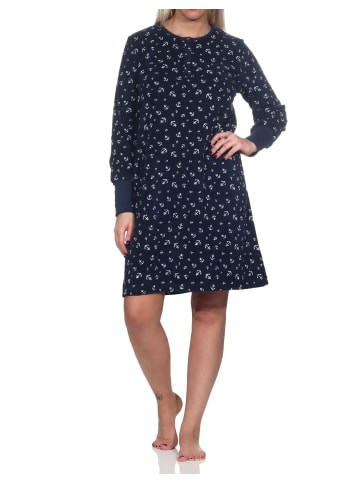 NORMANN Frottee langarm Nachthemd - 82118 in marine