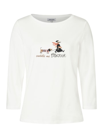 More & More elastisches 3/4 Arm Shirt mit Frontprint in off white