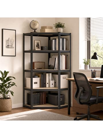 SONGMICS Standregal Cozory in Schwarz-Naturbeige - (B)70 x (H)180 x (T)70 cm