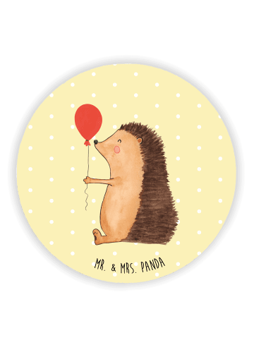 Mr. & Mrs. Panda Rund Magnet Igel Luftballon ohne Spruch in Gelb Pastell