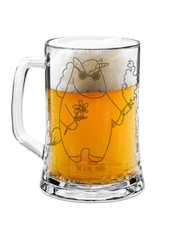Mr. & Mrs. Panda Gravur Bierkrug Einhorn Woodstock ohne Spruch in Transparent