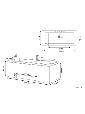 Beliani 5-tlg Whirlpool Badewannen GALLEY in Weiß