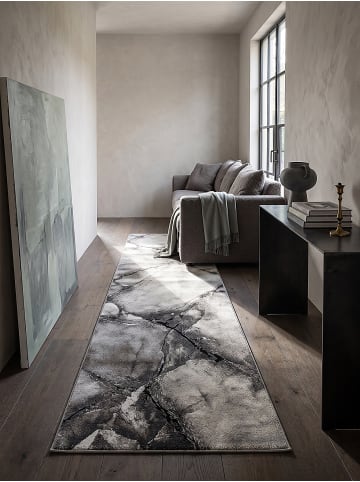 KADIMA DESIGN Teppichläufer Abstrakt pflegeleicht Wohnzimmer Schlafzimmer Flur in Grau