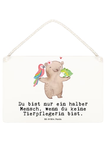 Mr. & Mrs. Panda Holzbild Tierpflegerin Herz mit Spruch in Weiß