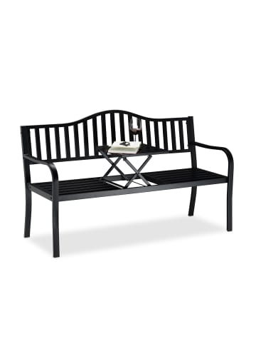 relaxdays Gartenbank in Schwarz - (B)150 x (H)90 x (T)57,5 cm