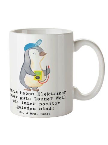 Mr. & Mrs. Panda Keramtiktasse Positiver Elektriker mit Spruch in Weiß