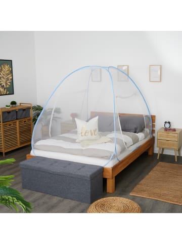 relaxdays Moskitonetz in Weiß/Türkis - (B)150 x (H)150 x (T)200 cm