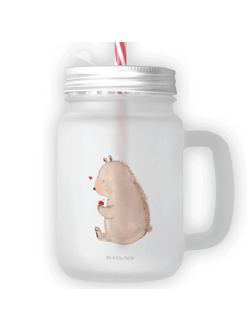 Mr. & Mrs. Panda Trinkglas Mason Jar Bär Marienkäfer ohne Spruch in Transparent