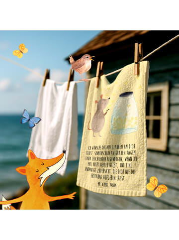 Mr. & Mrs. Panda Gästehandtuch Maus Sterne mit Spruch in Gelb Pastell