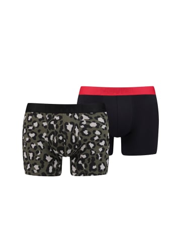 Levi´s Boxershorts 2er Pack in Schwarz / Olive Leoprint